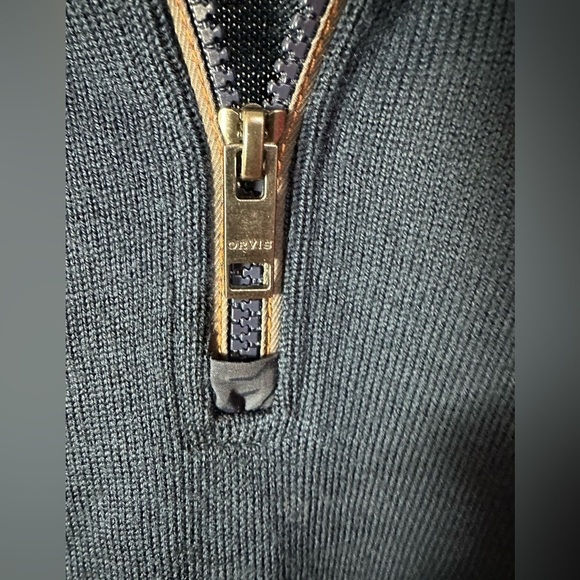 Orvis Upton Navy Merino Wool 1/4 Zip Sweater - Picture 7 of 10